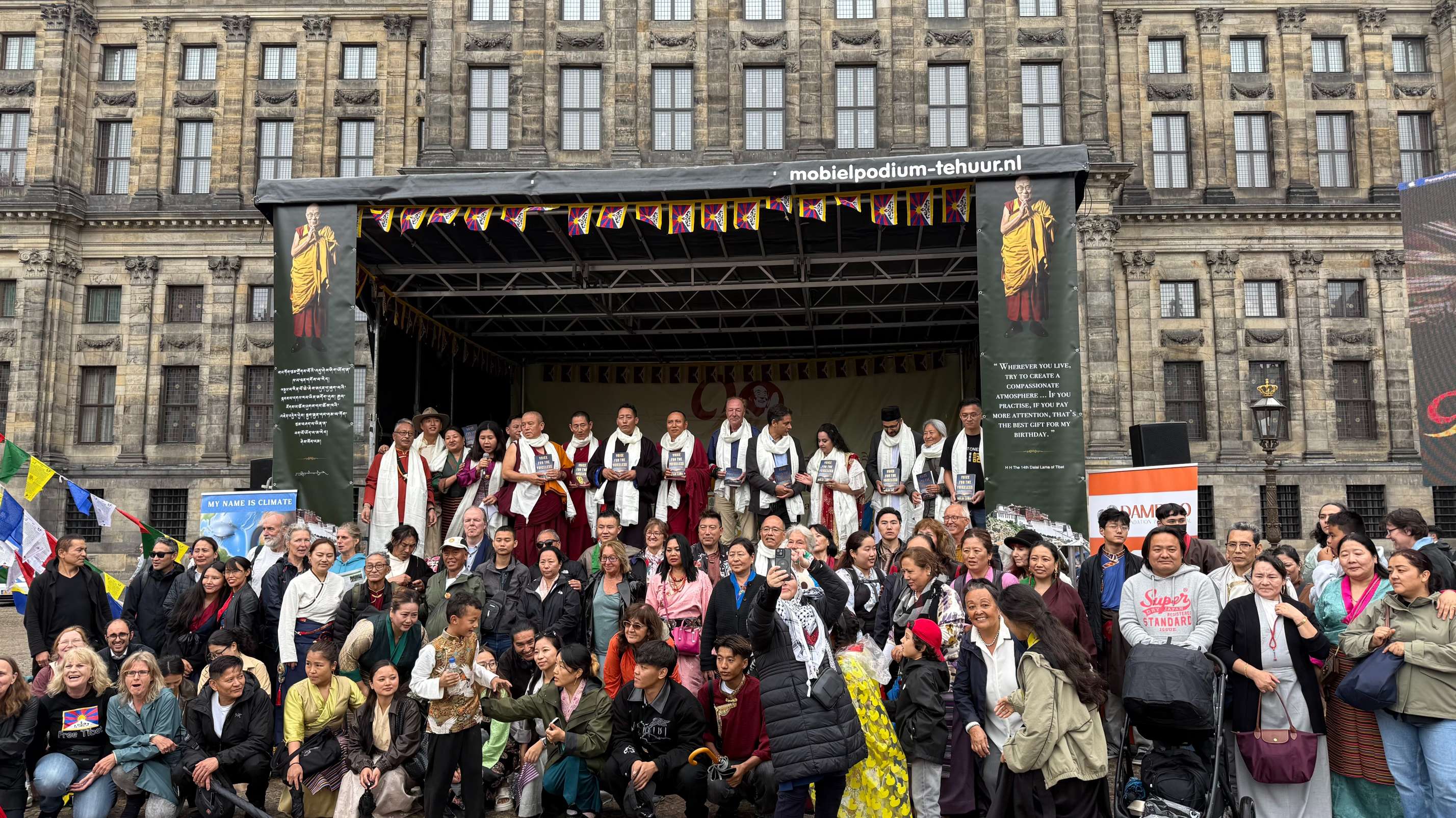 Celebration of H.H the 14th Dalai Lama's 90th Birthday at Dam Square, Amsterdam